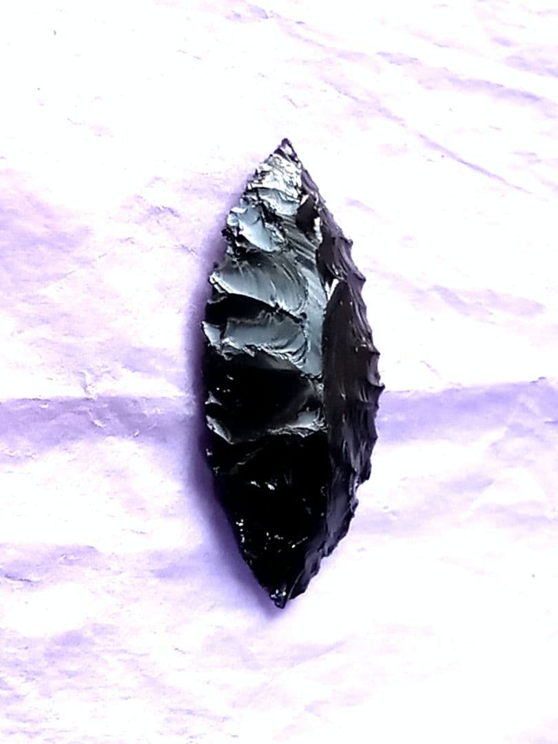 アイヌ仕様矢じり 尖頭器 d 石器 黒曜石 模写