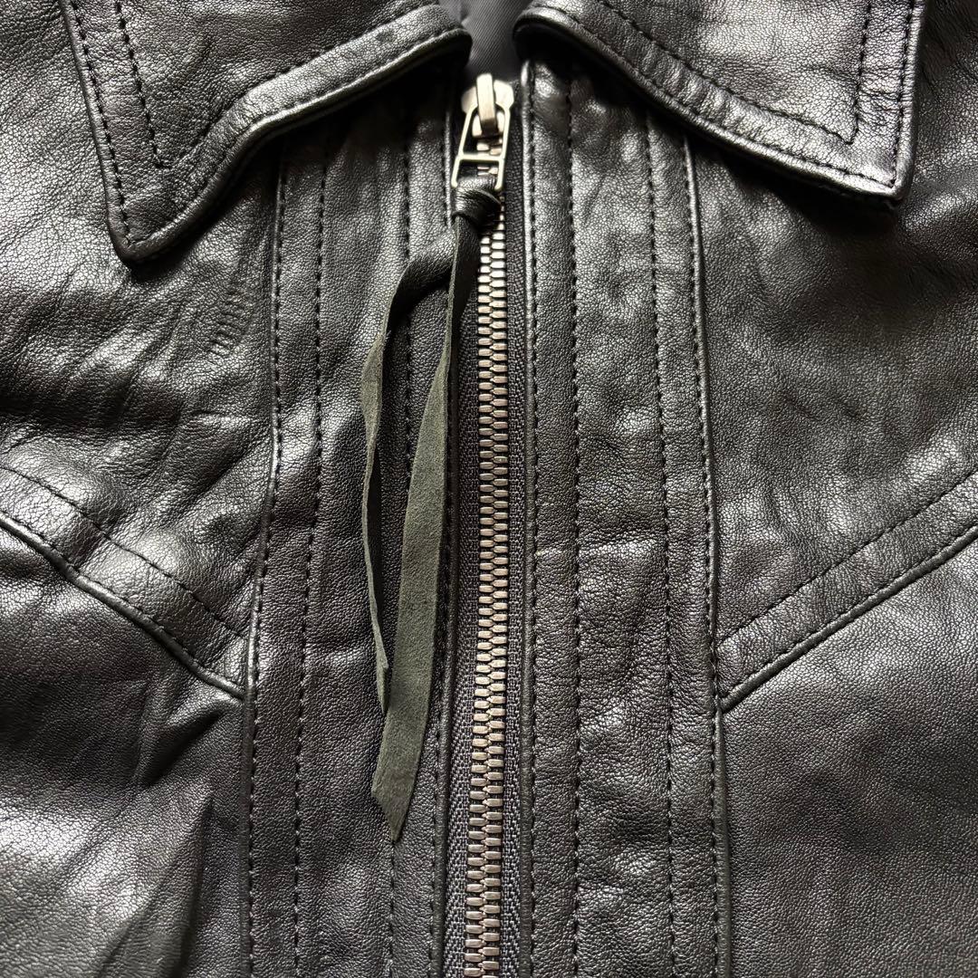 5351プールオム レザージャケット 羊革 黒 シングルライダース　2