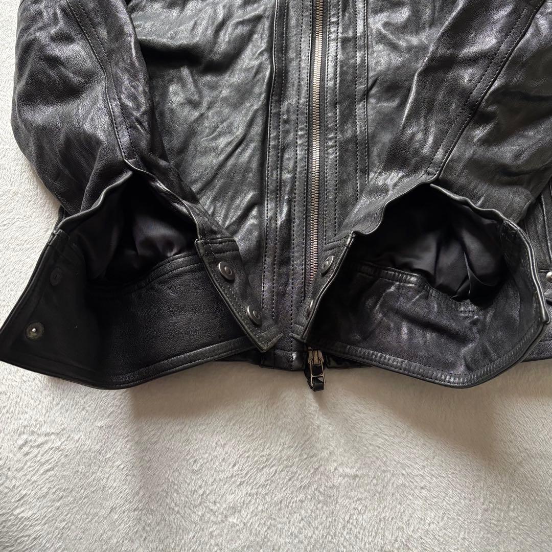 5351プールオム レザージャケット 羊革 黒 シングルライダース　2