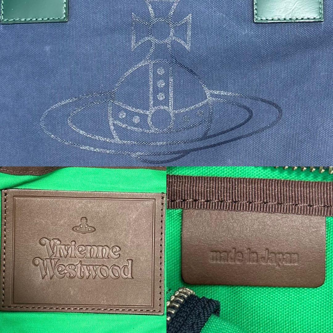 【美品】ヴィヴィアンウエストウッド トートバッグ キャンバス オーブ 紺