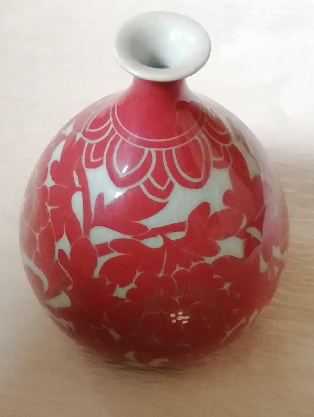 高麗　朝鮮　大韓　青磁　紅釉牡丹文　高麗青磁