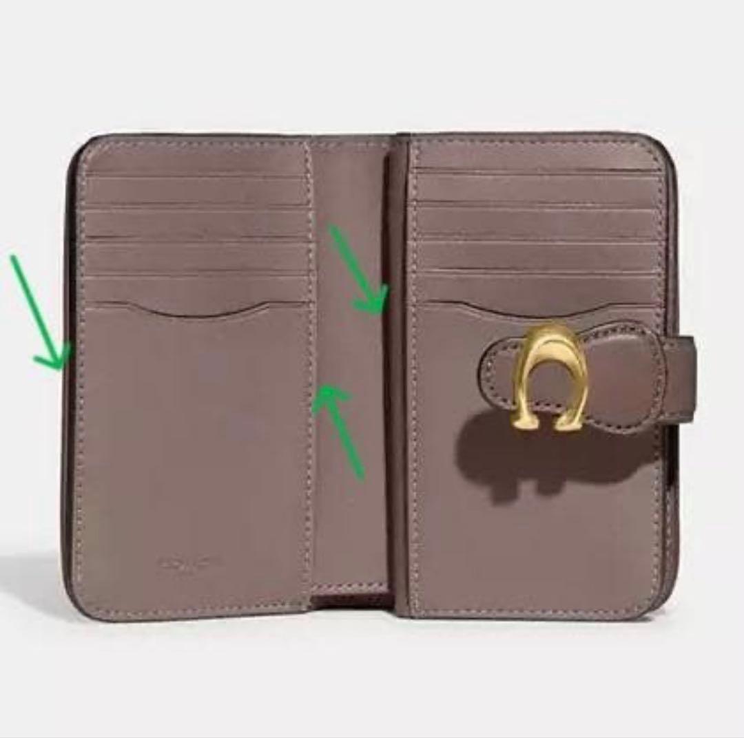 コーチcoachタビーミディアムレザー二つ折り財布、グレージュ