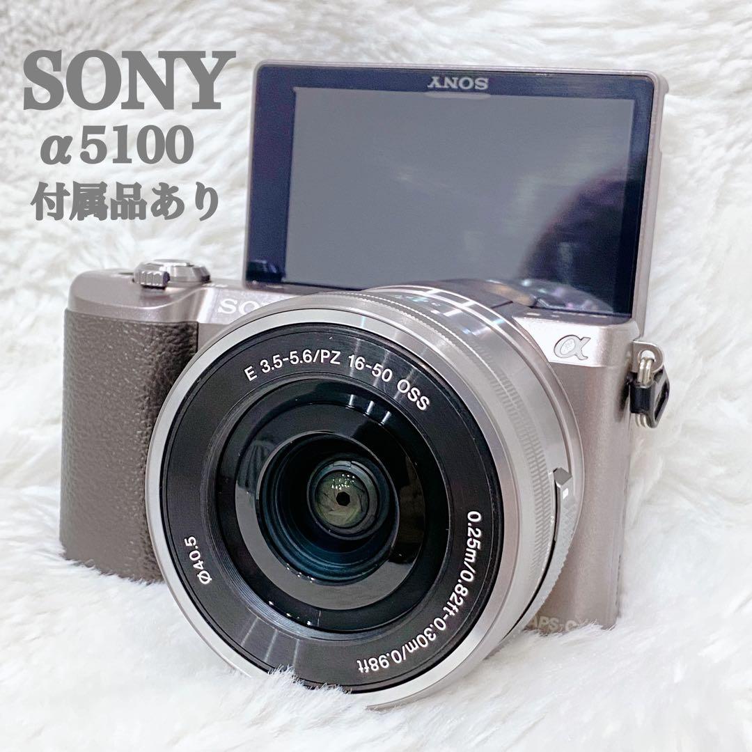 【美品】SONY α5100 ミラーレス一眼 シルバー 16-50mm 付属品有
