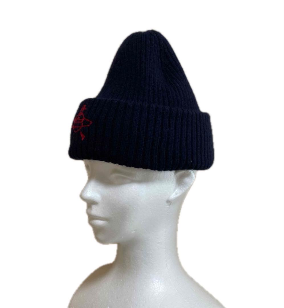 【Vivienne Westwood】 ニット帽子 ビーニー ネイビー