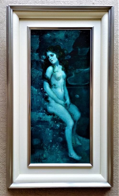 平野剛敏　裸婦　10号変形　油彩画　サインあり　特別注文額装