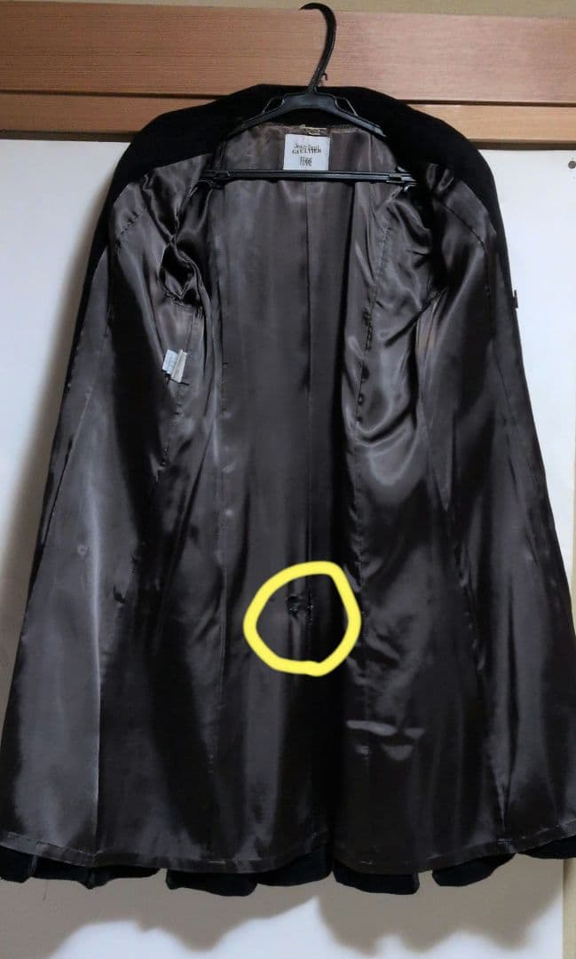 ジャンポールゴルチエ ダブルブレスト ロングコート ブラック