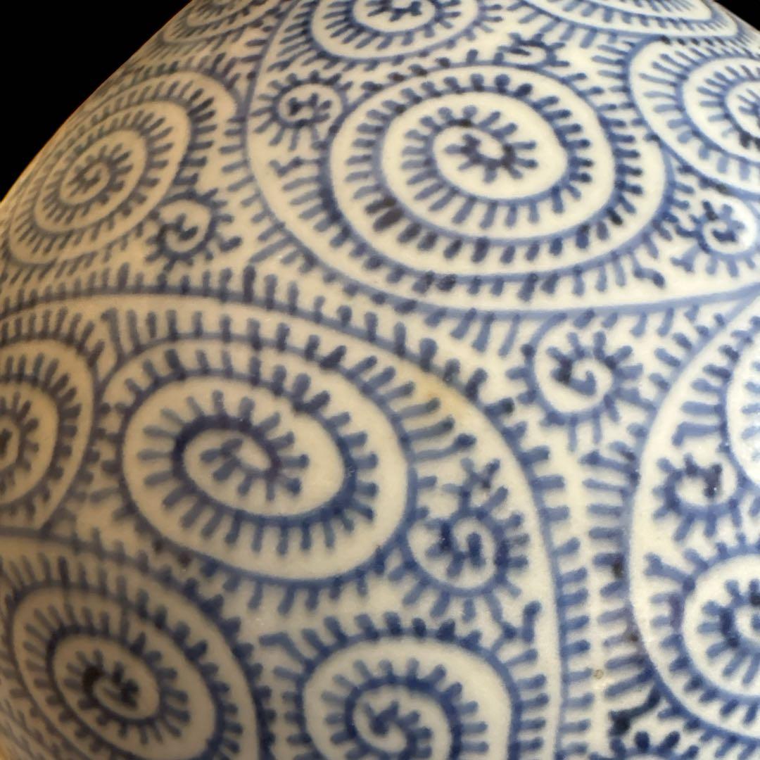 古伊万里 大徳利 花瓶 蛸唐草 染付け 骨董品 アンティーク 陶器 大きいサイズ