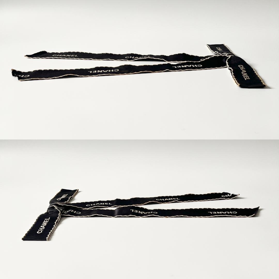 シャネル リボン ブローチ ブラック×ホワイトステッチ コメあり ヴィンテージ