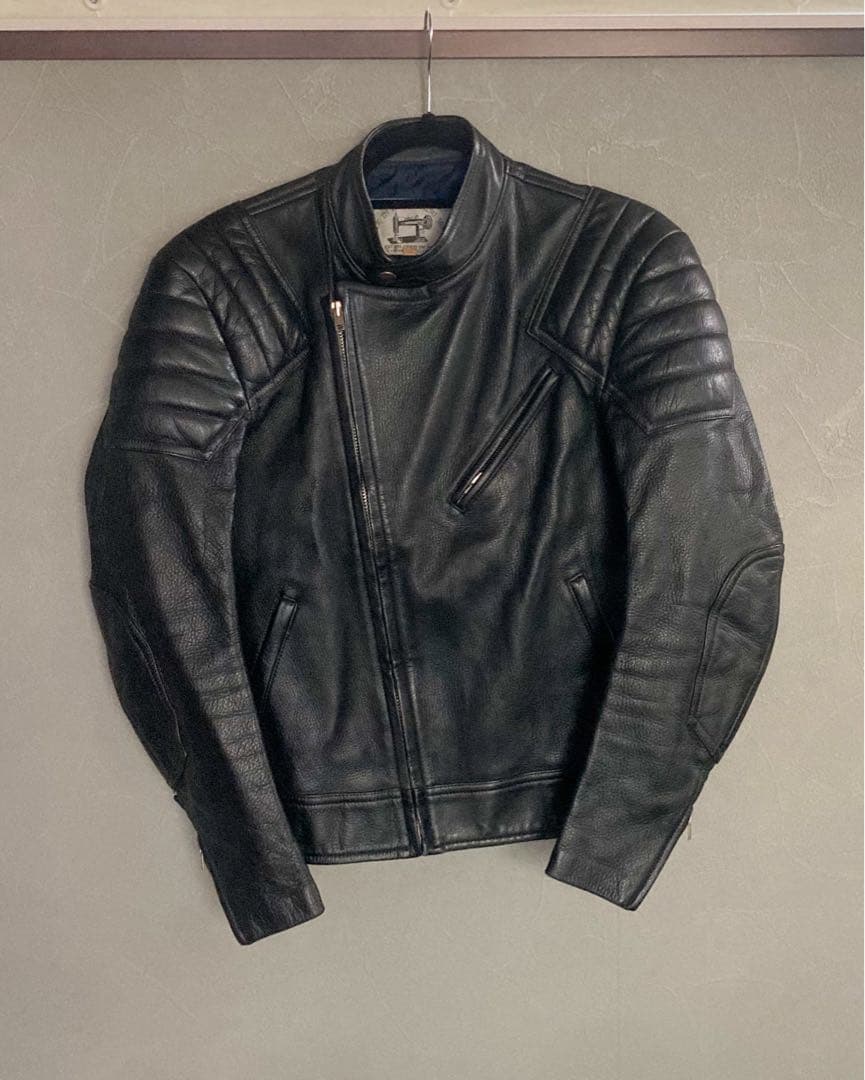 KUSHITANI クシタニ　ビンテージ　ブラック シングルライダースジャケット