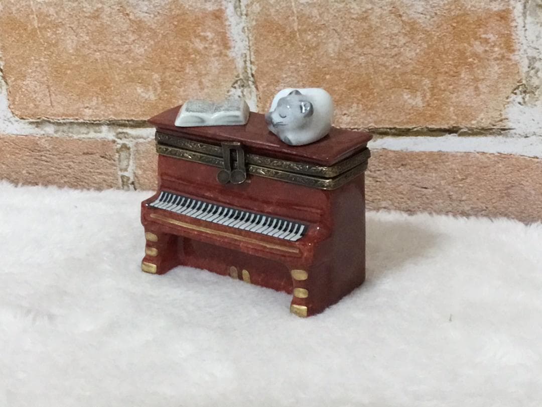 ヴィンテージ　限定　レア　リモージュボックス　ピアノ　猫　本　LIMOGES