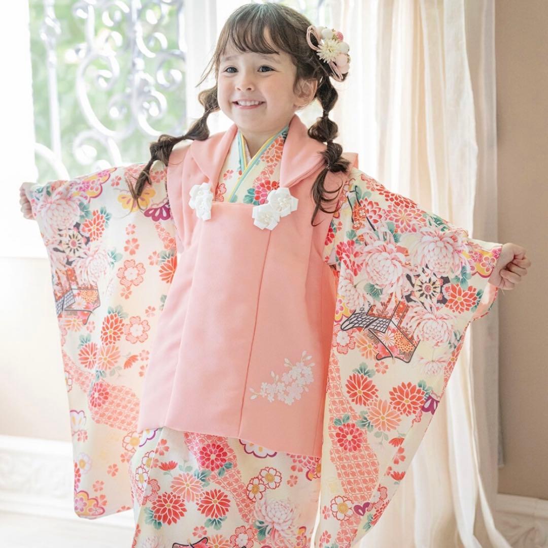 キャサリンコテージ いにしえ華車黄 七五三着物3点セット 100cm 3歳