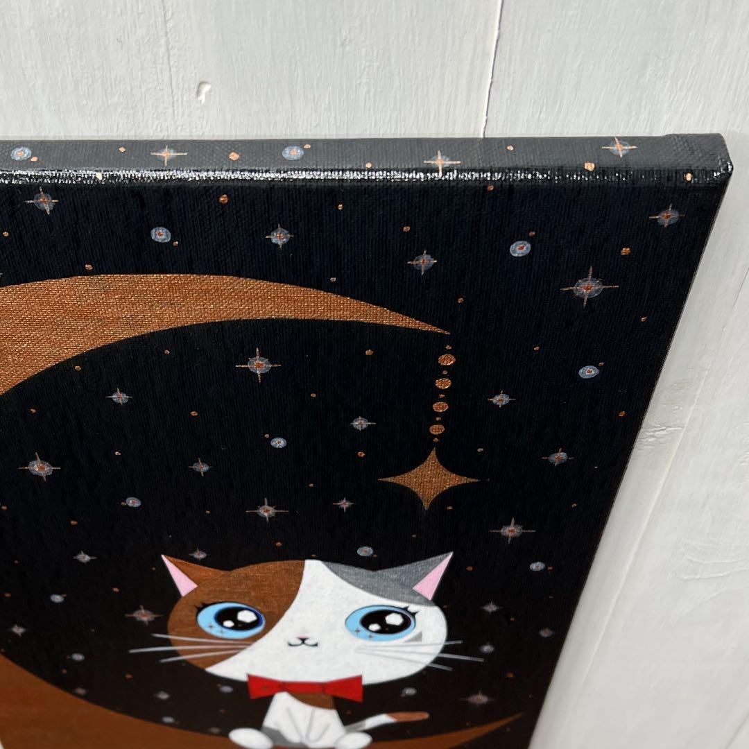 「月夜のおとぎ話」｜絵画 原画 抽象画 動物画 猫の絵 イラスト ドローイング