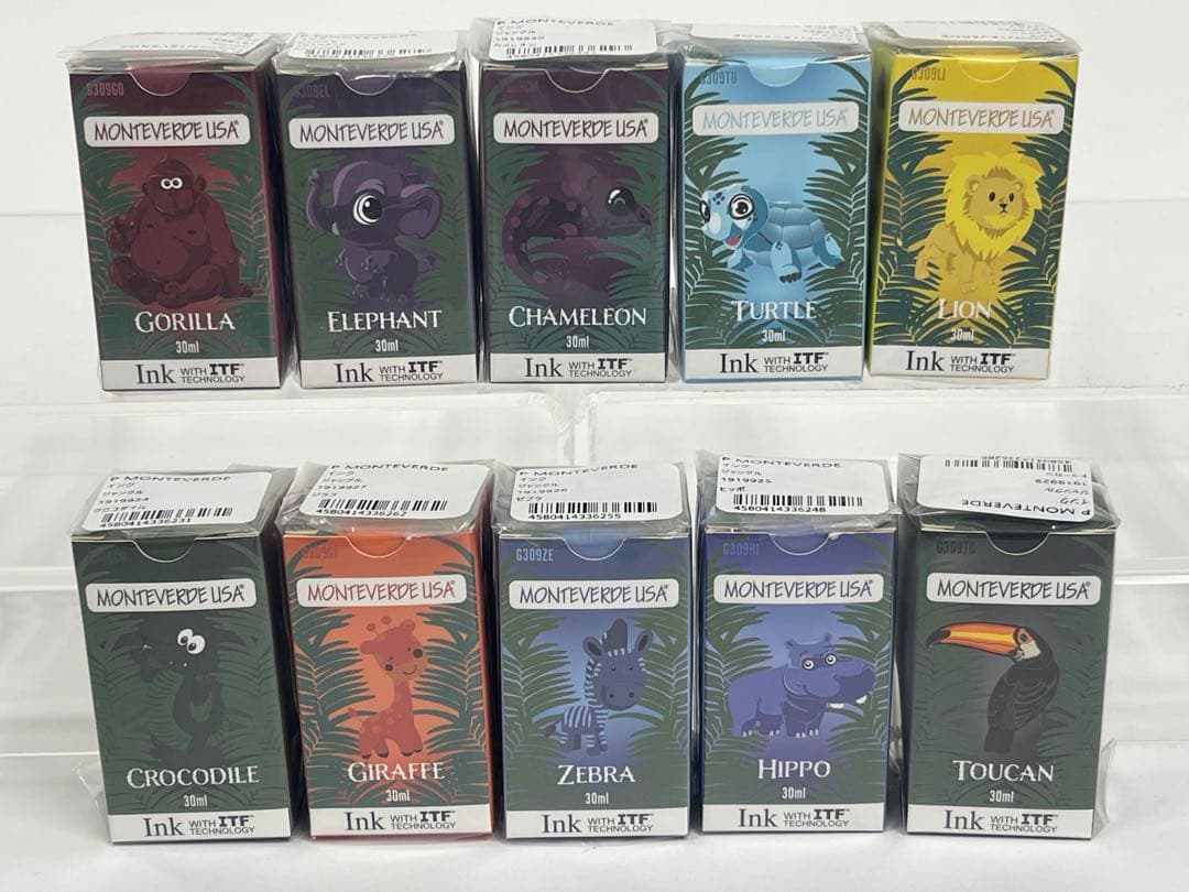 筆記具⑥ モンテベルデ 「ジャングル」コレクション 30ml 10色セット