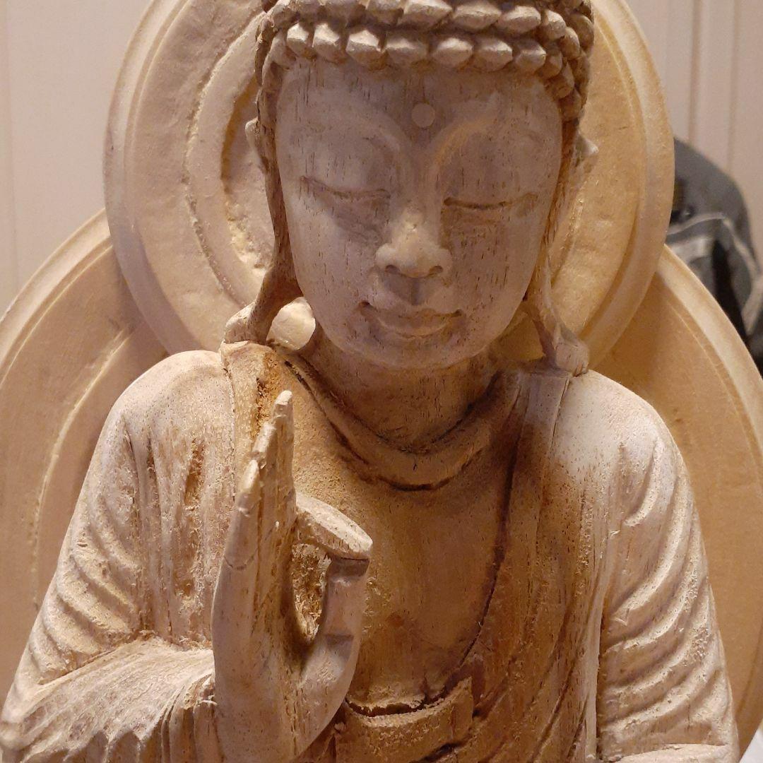 伝統法流血脈を相承した者が一刀三礼の祈りで刻んだ仏像です。