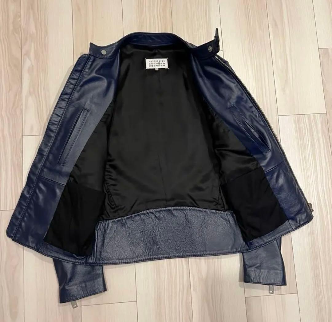 マルジェラ 5zip 八の字 ライダース レザージャケット ダークネイビー