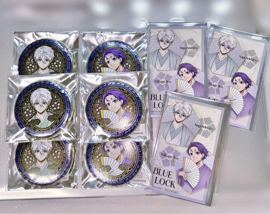 ブルーロック 御影玲王 凪誠士郎 ラグジュアリーメタル缶バッジ 特典 ステッカー