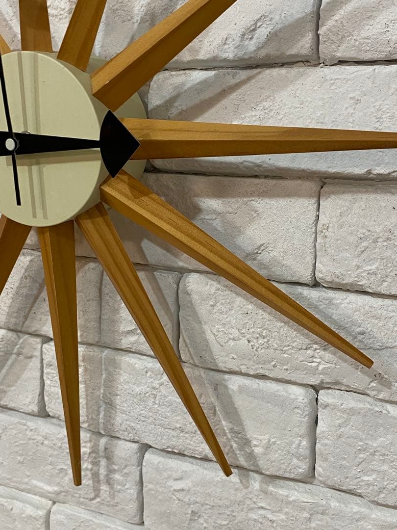 ②⭐️【全国送料無料】ビンテージ　ミッドセンチュリー　サンバースト クロック　時計