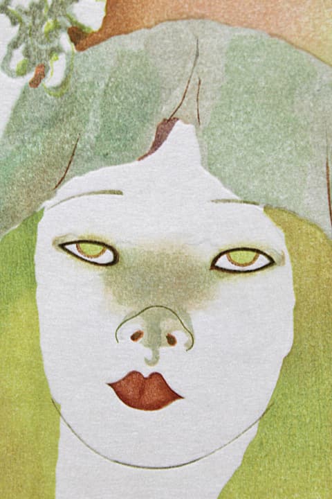 米倉斉加年 【帽子の少女】1980年 木版画