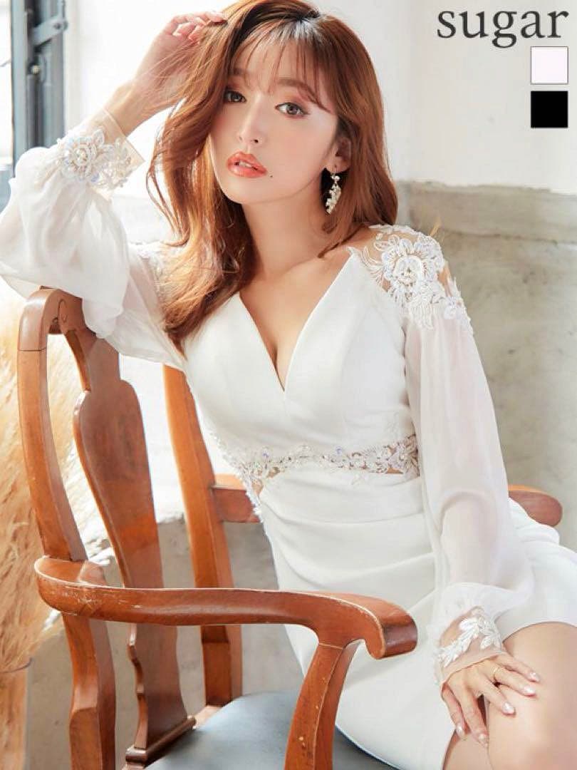 25782＊IRMA＊バックフラワー刺繍ロングスリーブドレスwhM