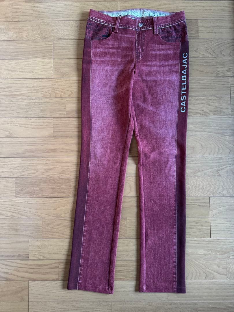 CASTELBAJAC 赤 スリムフィットパンツ