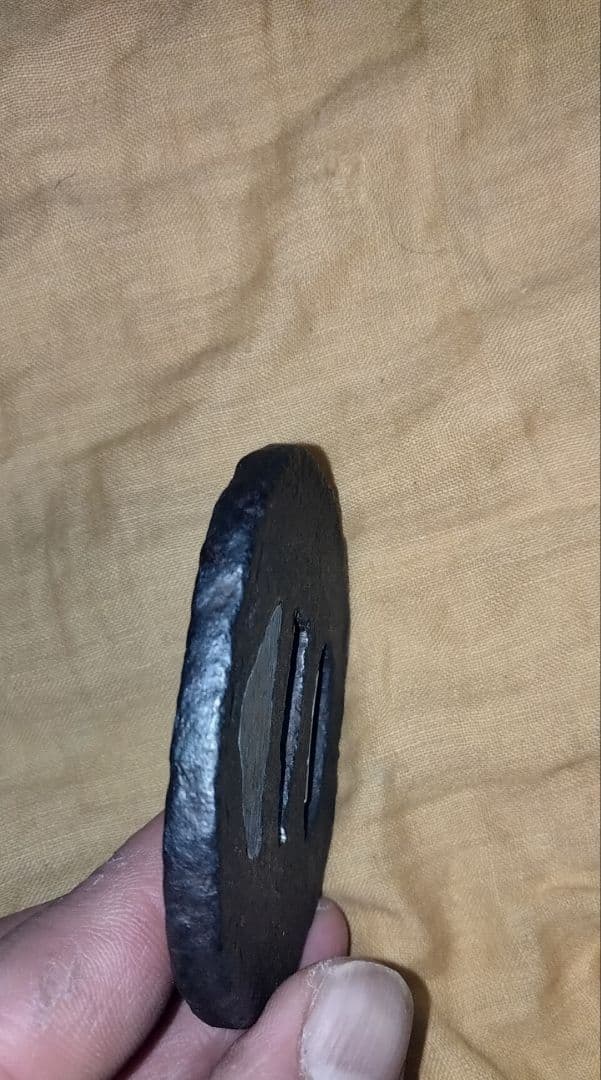 ♦最終価格♦鉄鍔　鐔(笠文図　大野)桃山〜江戸時代　 保存刀装具鑑定書と箱付き