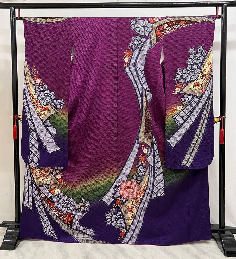 豪華　総絞り　振り袖　フルセット　別誂長襦袢付　成人式　金彩加工　刺繍入　702