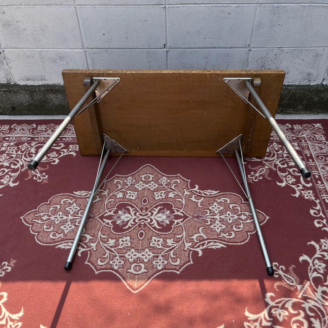 古家具アンティーク◾️古材木製天板×鉄脚アイアン カフェテーブル コーヒーテーブル