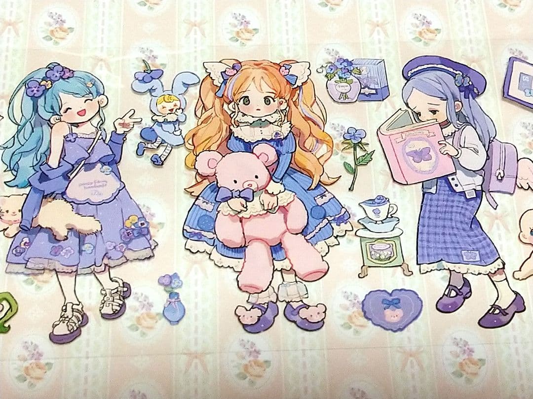 のこり２✩再販✩J472＃彩色衣橱(PET)普通小狗切り売り海外人物マステ女の子