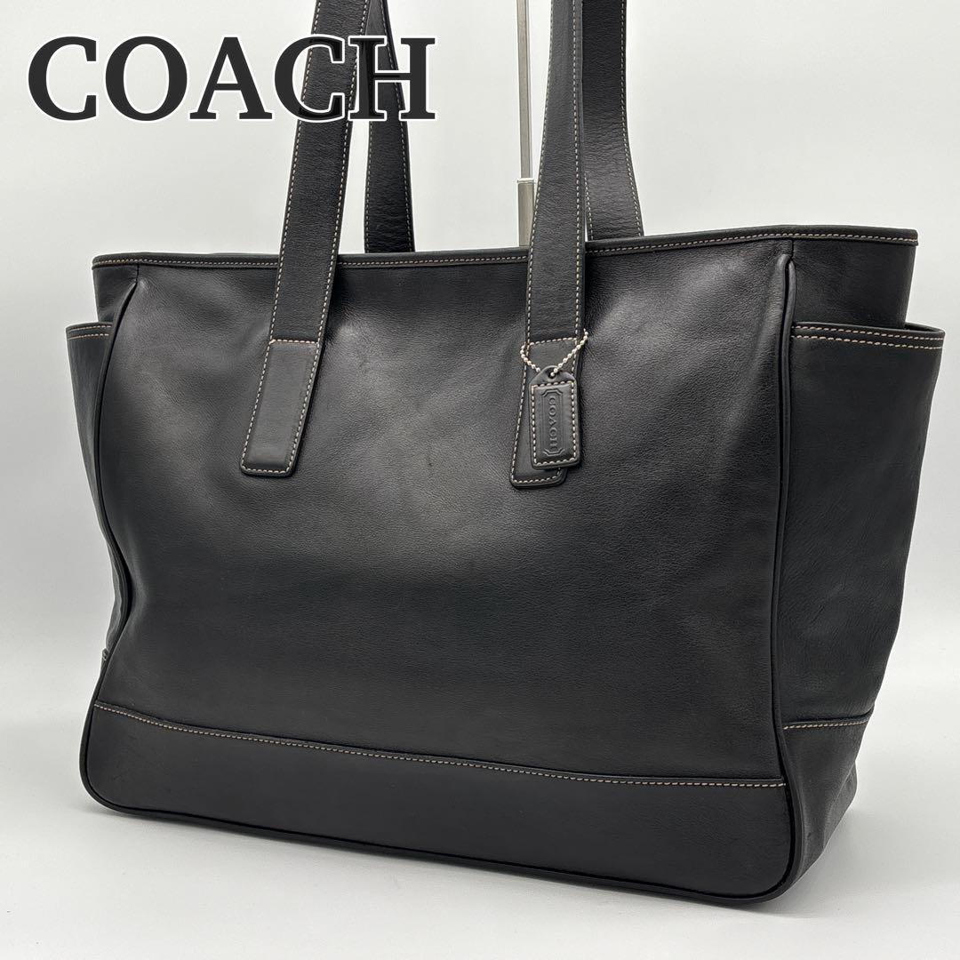 COACH レザー A4収納可能 肩掛け ビジネスバッグ トートバック ブラック