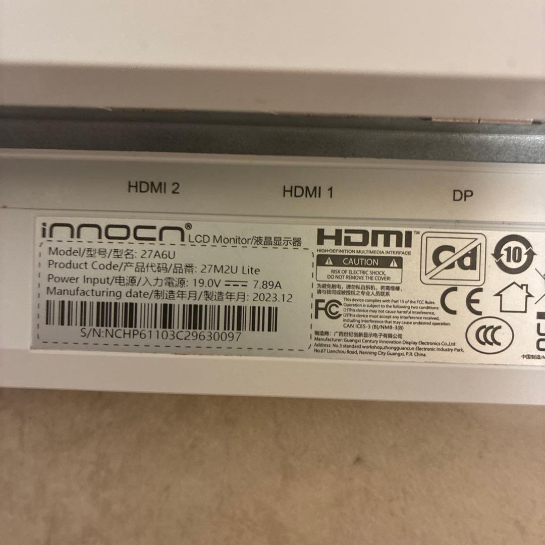 ディスプレイ・モニター本体 INNOCN 27M2U lite