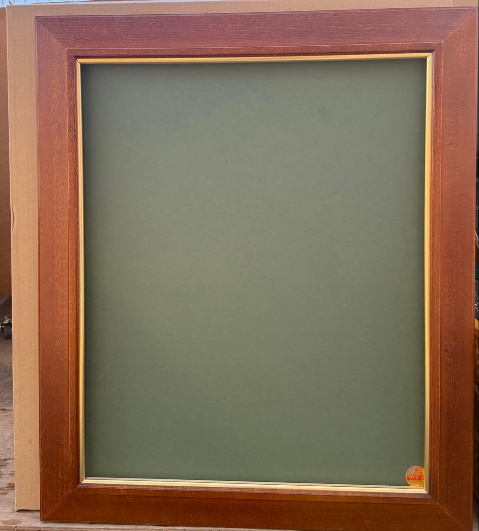 F15サイズブラウン木製油彩額縁 一回のみ使用前面ガラス＆供箱付き1/27倉庫①