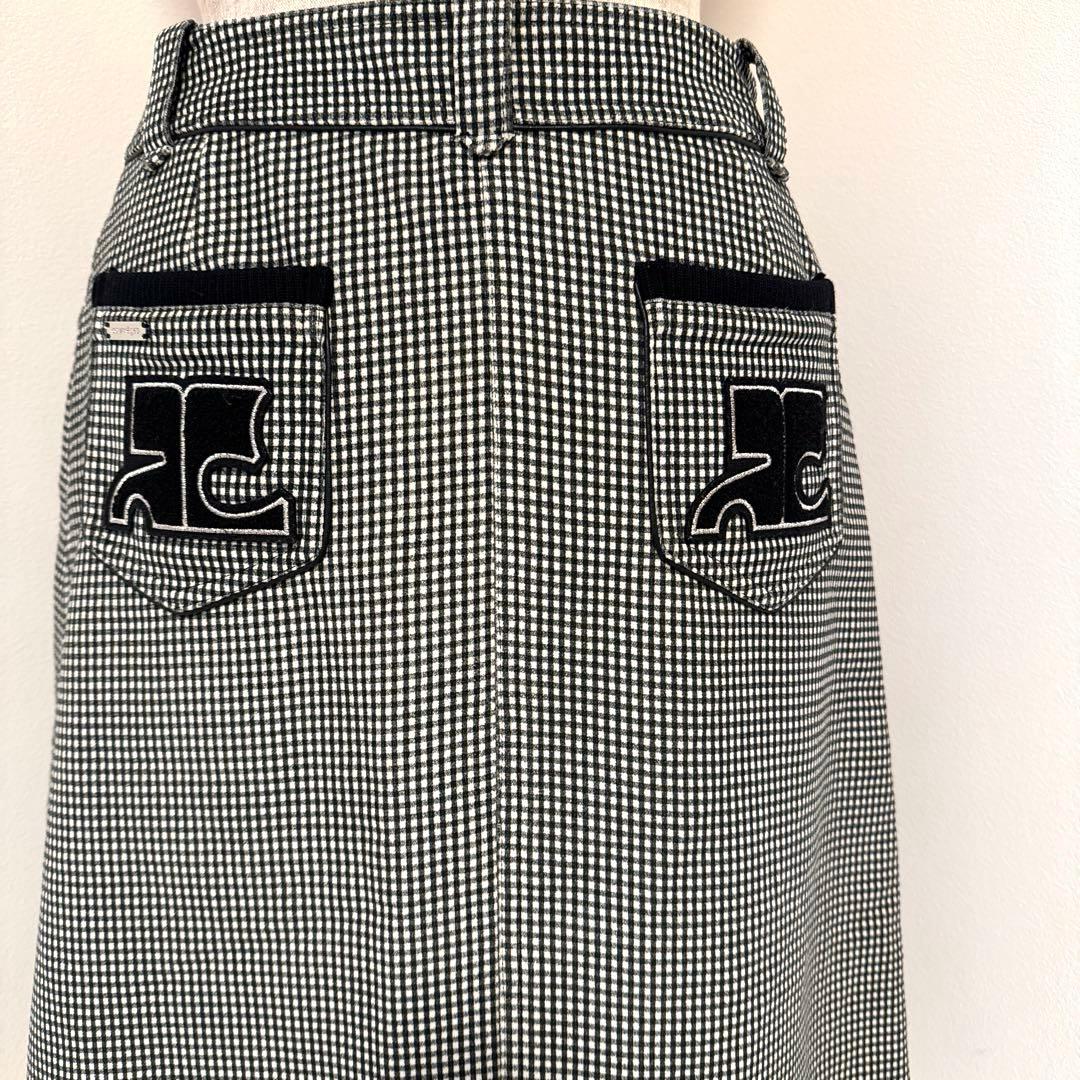 美品courreges クレージュ40 白黒チェック タイトスカート 膝丈y2k