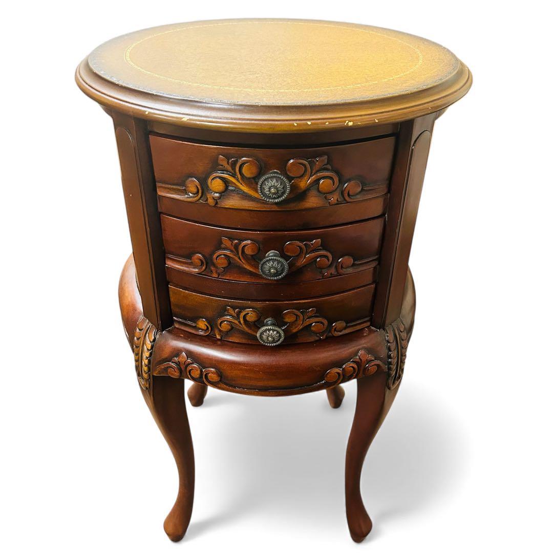 クロシオ コモ ラウンドチェスト3D ブラウン アンティーク風 サイドテーブル