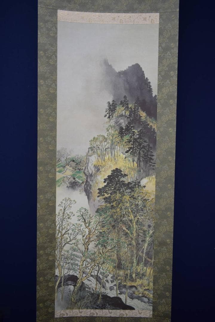 複製/川合玉堂/渓村春信/工芸/桐共箱付/布袋屋掛軸HH-362