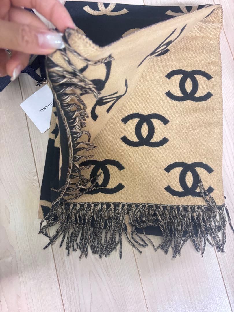 CHANEL マフラー ノベルティ品 黒 ベージュ
