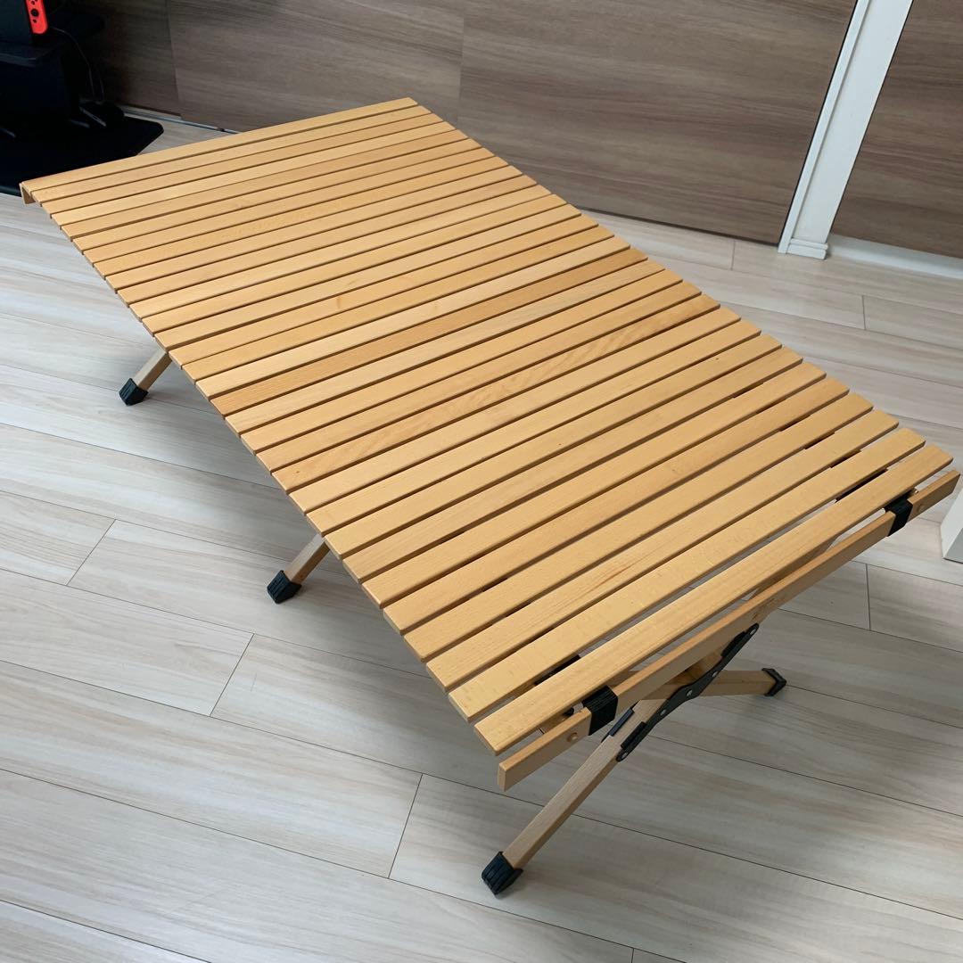 FIELDOOR ウッドロールトップテーブル 120センチ　収納袋付き