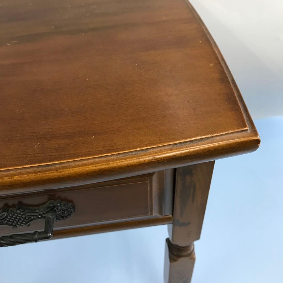 クラシック　木製　サイドテーブル 引き出し付き　アンティーク　レトロ　電話台