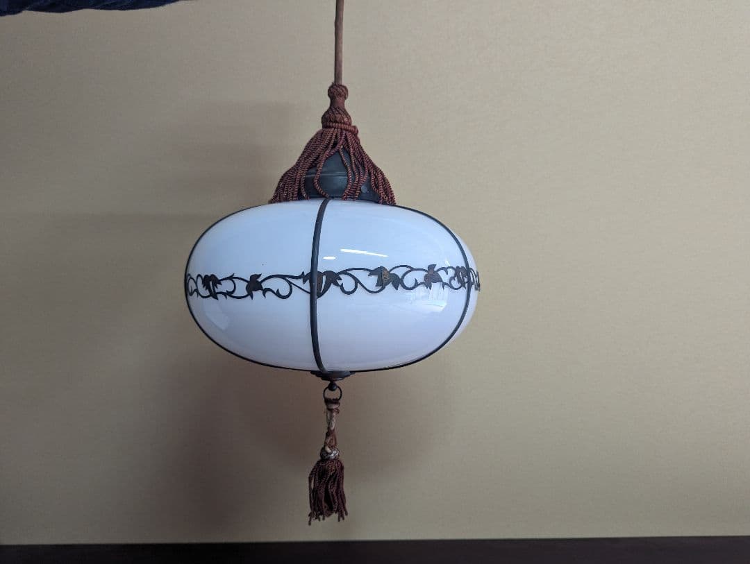 ペンダントライト 照明 昭和レトロ 大正ロマン 乳白色 当時物 アンティーク希少