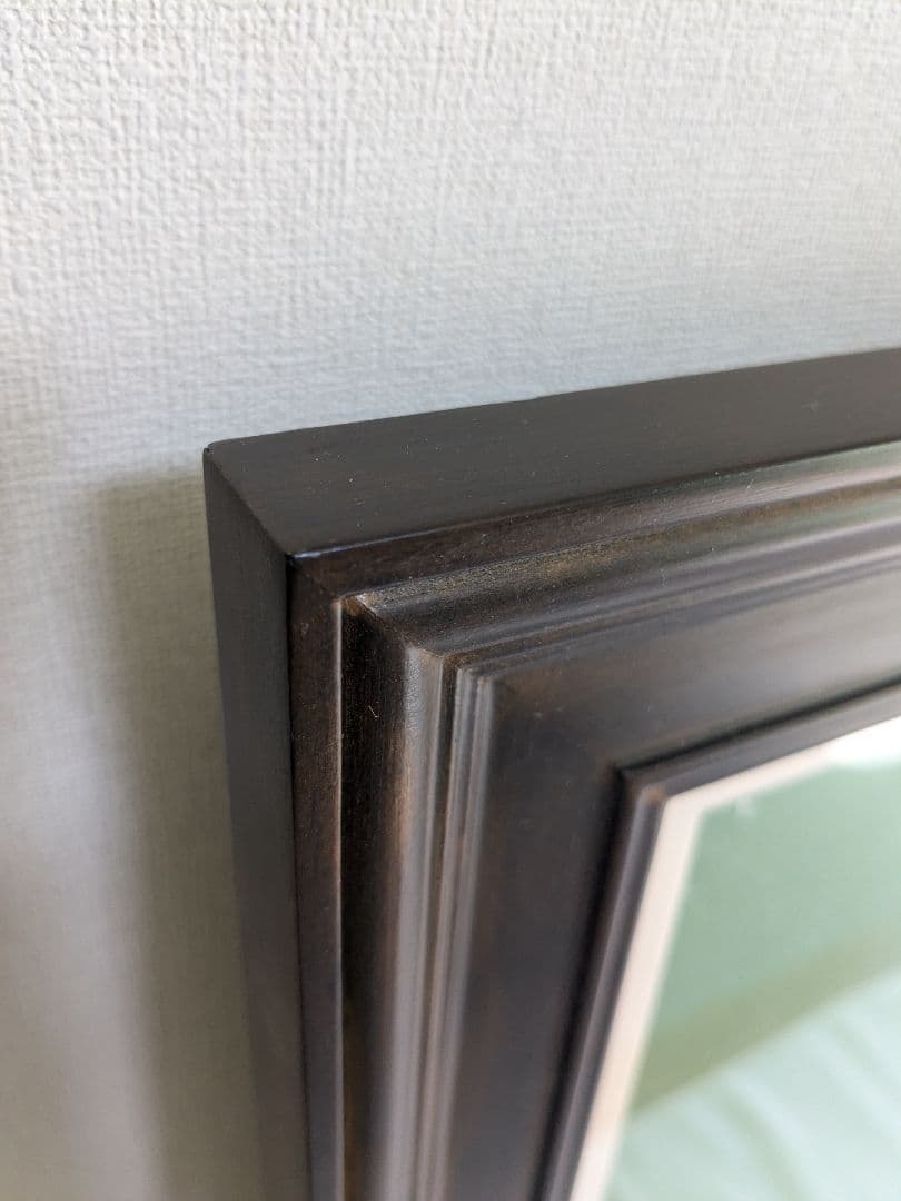 額縁 木製 黒檀 P12 金縁 アクリル付き アンティーク ヴィンテージ