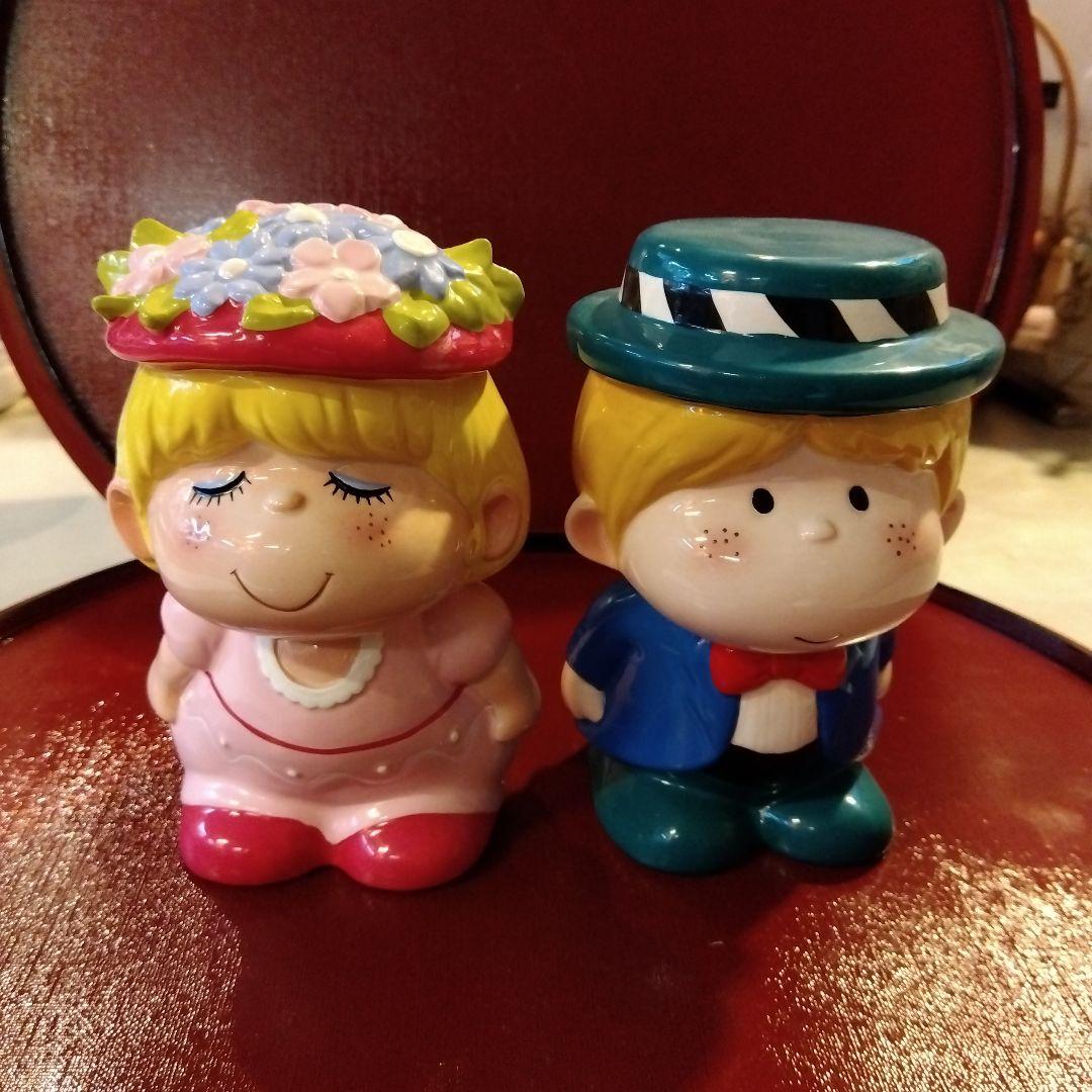 水森亜土　男の子と女の子の貯金箱セット