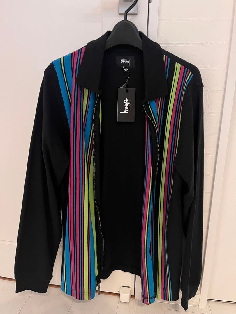 値下げ‼️【新品未使用】Stussy ストライプ ジップアップジャケット S