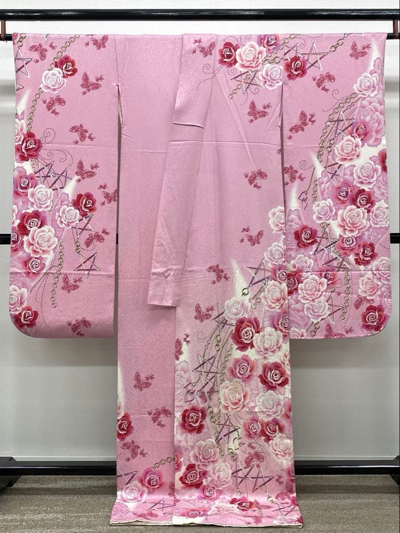 ファッション誌振袖 vivi 豪華 銀通し 刺繍 紋意匠 薔薇 身丈176cm