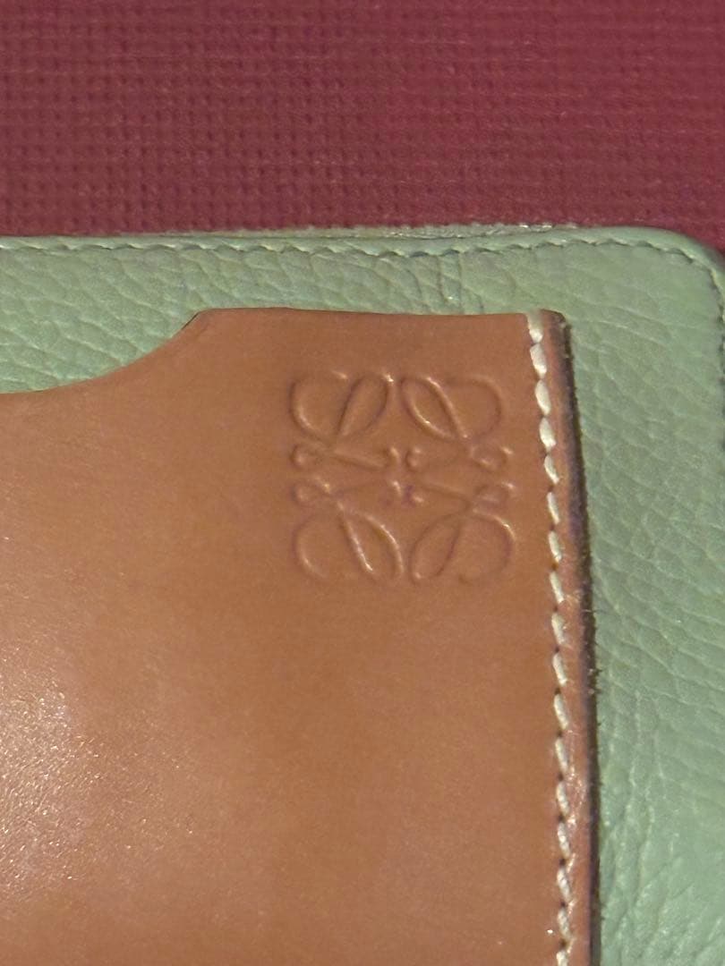 LOEWE ソフトグレインカーフカードホルダー　ローズマリー&タン