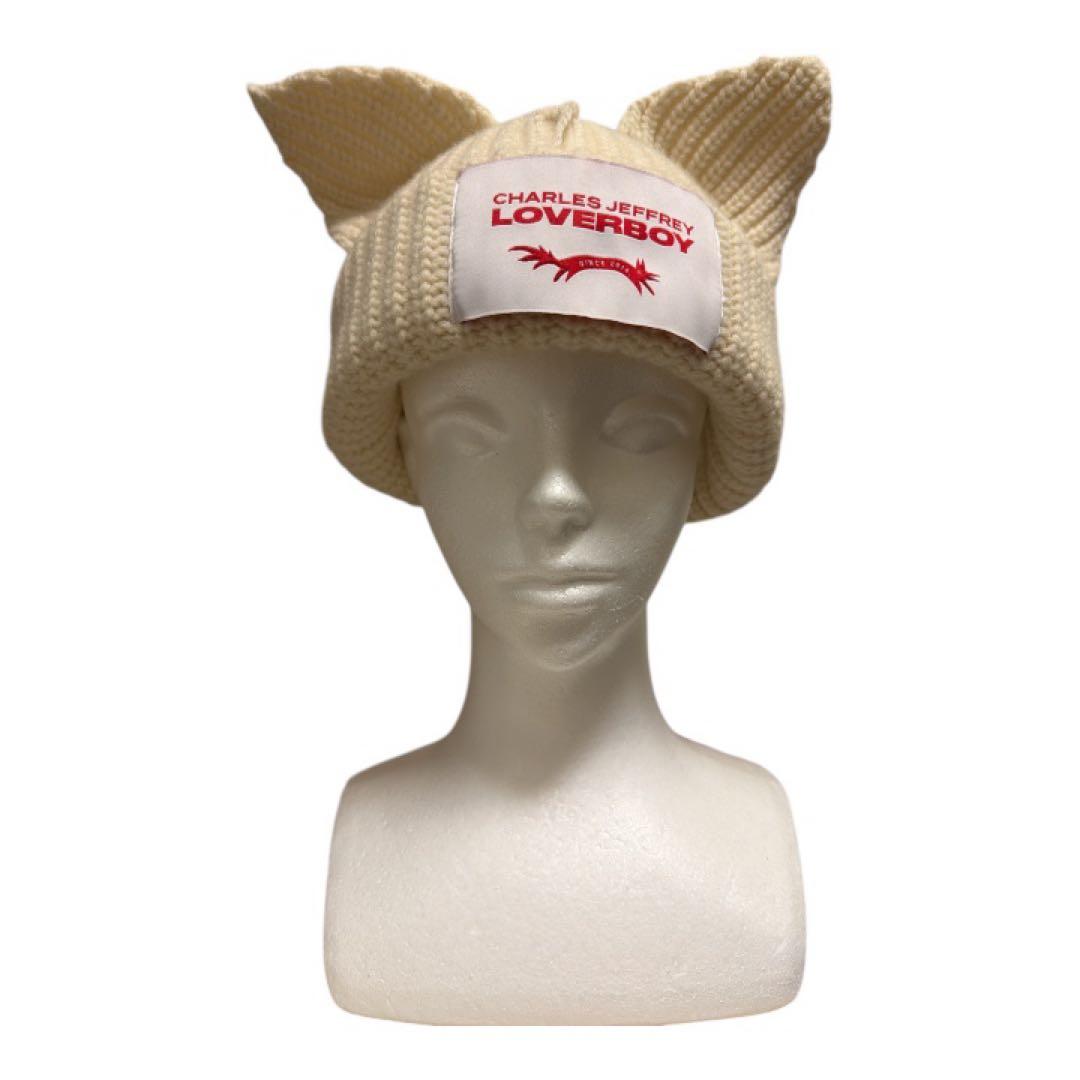 正規品Charles Jeffrey LOVERBOY 猫耳ビーニー 白