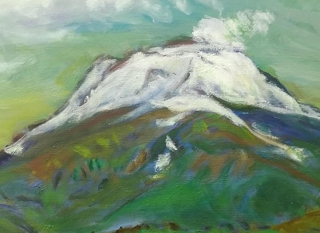 油絵「浅間山」残雪　F8 絵画