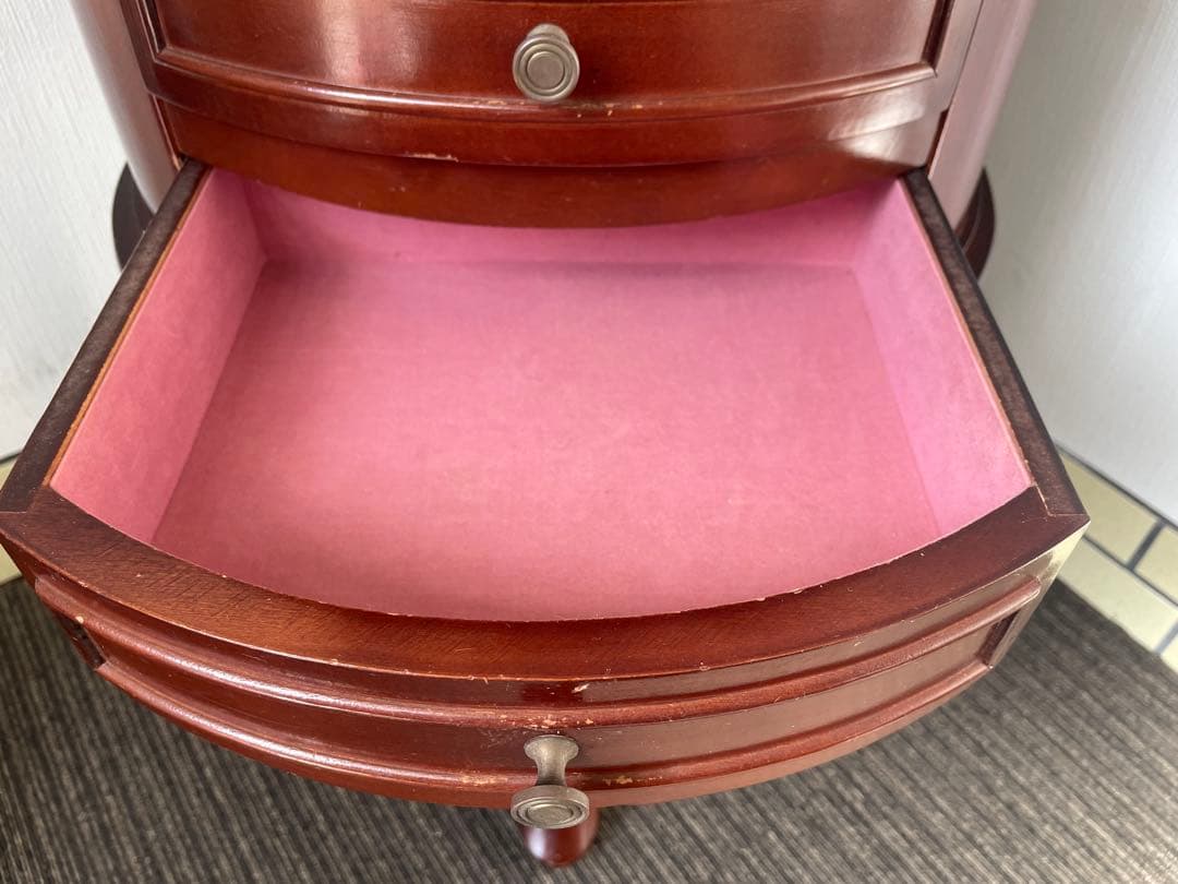 アンティーク ジュエリーチェスト 4段 猫脚 半円