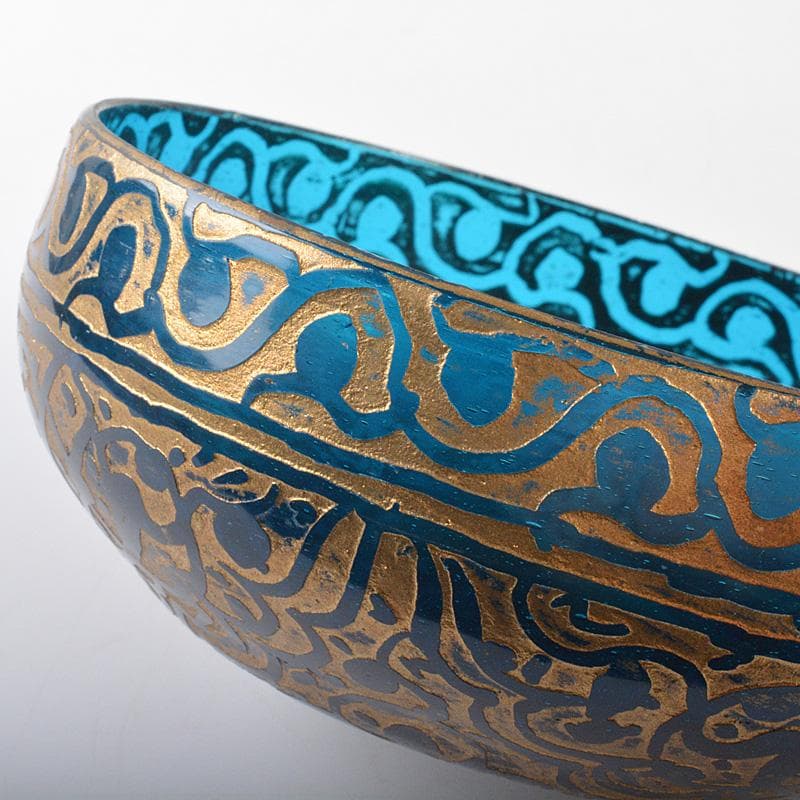 アンティーク　ガラス工芸　金彩　フィンガーボウル　V　R7253