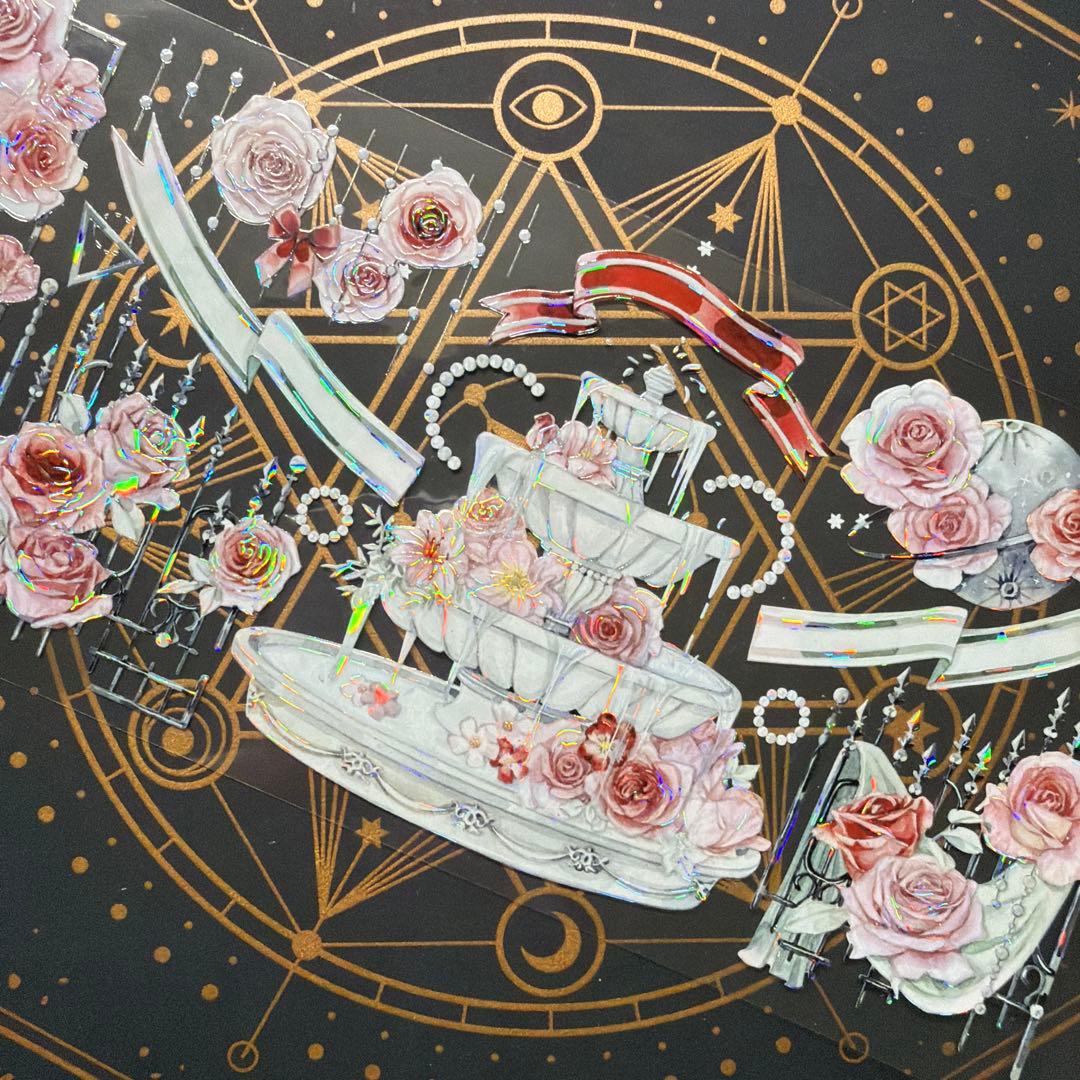 【8956】海外　マステ　中古巻　貝殻光マスキングテープ　バラ　ユリ　装飾系