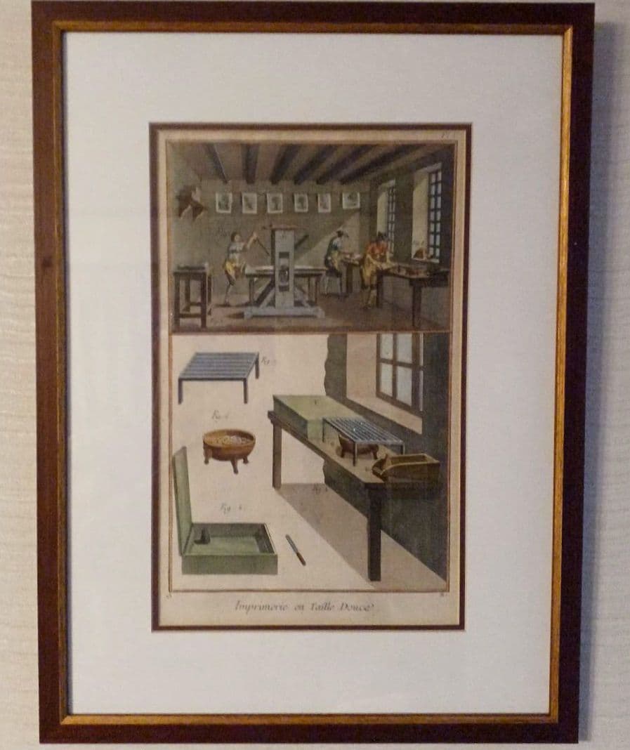 額装品　古典版画　18世紀　ディドロー　百科全書　「銅版印刷」　極美品