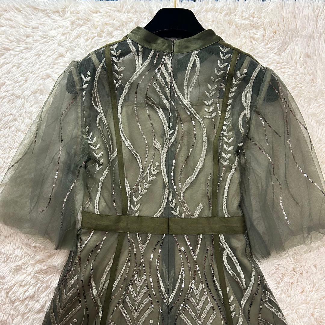 美品✨ Leja スパンコール 刺繍 レース プチハイネック ワンピース S